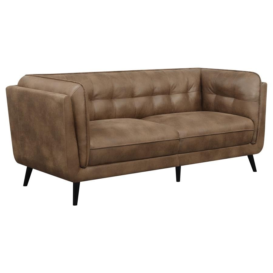 Upholstered Button Tufted Sofa Brown - HER Home Design Boutique